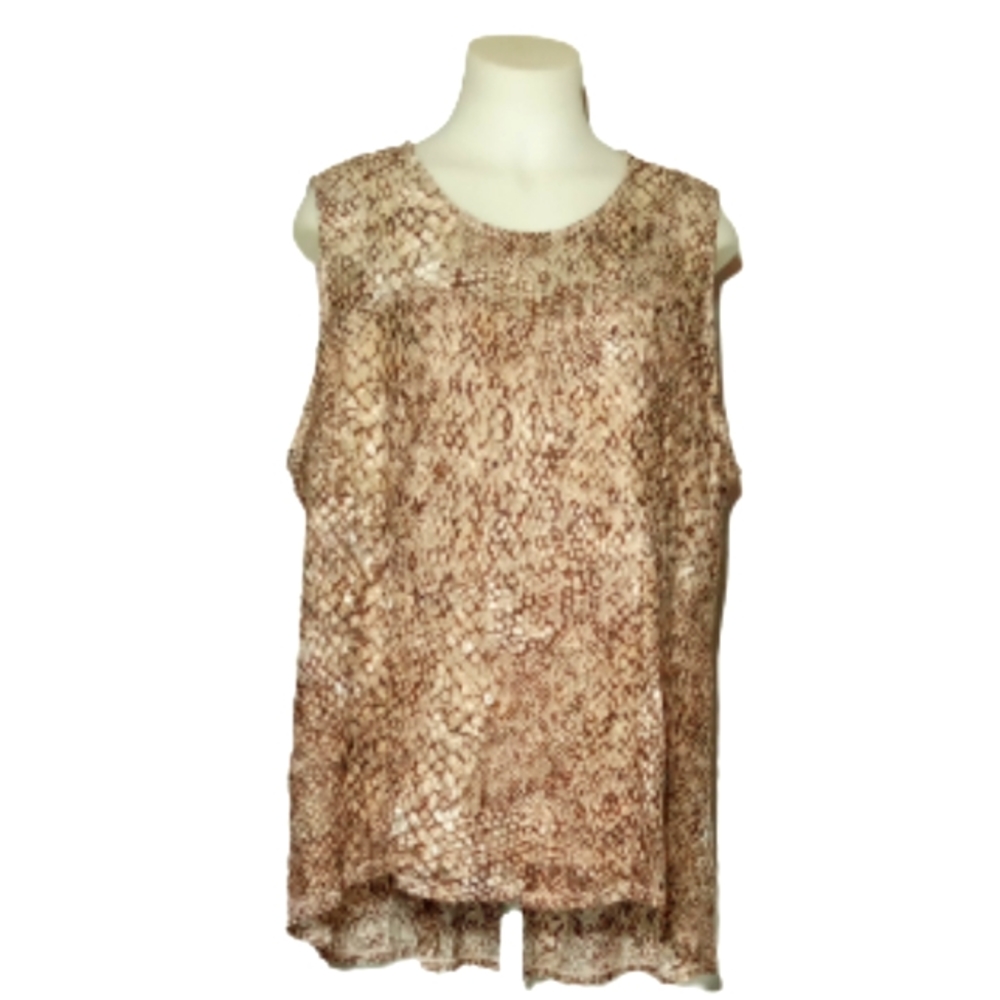 Cato Brown Lace Cover Sleeveless Top Size 22/24W